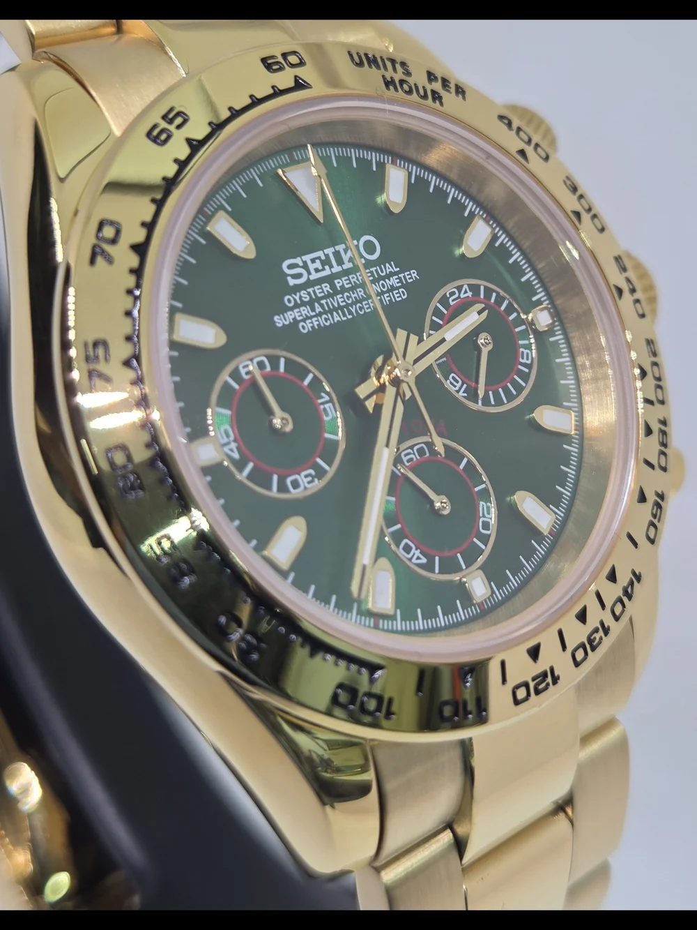 Custom 39mm Seiko Mod VK63 Watch John Mayor Gold Daytona